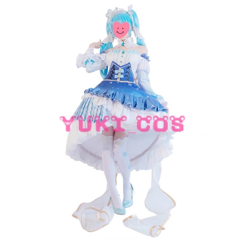 画像4: プロジェクトセカイ カラフルステージ! feat. 初音ミク プロセカ 初音ミク 雪ミク Snow Princess ドレス 2019 コスプレ衣装 送料無料 (4)