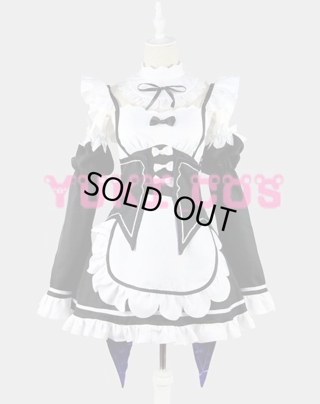 画像1: Re:ゼロから始める異世界生活　リゼロ　ラム　レム　メイド　コスプレ衣装　送料無料 (1)
