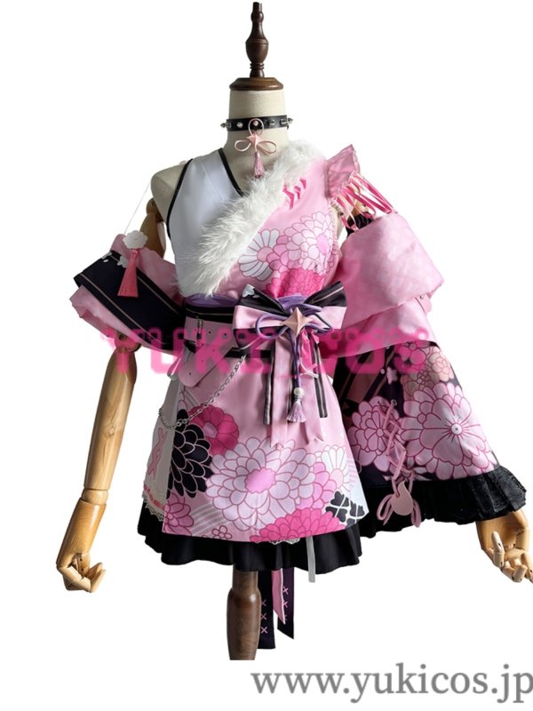 画像13: バーチャルYouTuber Vtuber  ホロライブ Mococo Abyssgard モココ・アビスガード Fuwawa Abyssgard フワワ・アビスガード FUWAWA MOCOCO 正月和服 コスプレ衣装 送料無料 (13)