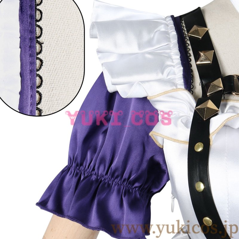 画像6: Vtuber にじさんじEN Meloco Kyoran 狂蘭メロコ ポニーテール猫耳メイド コスプレ衣装 送料無料 (6)