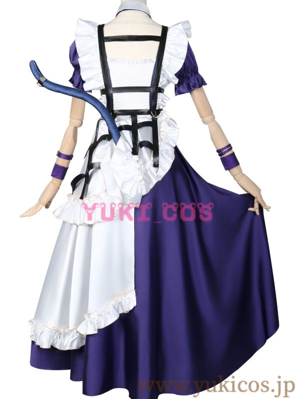 画像3: Vtuber にじさんじEN Meloco Kyoran 狂蘭メロコ ポニーテール猫耳メイド コスプレ衣装 送料無料 (3)