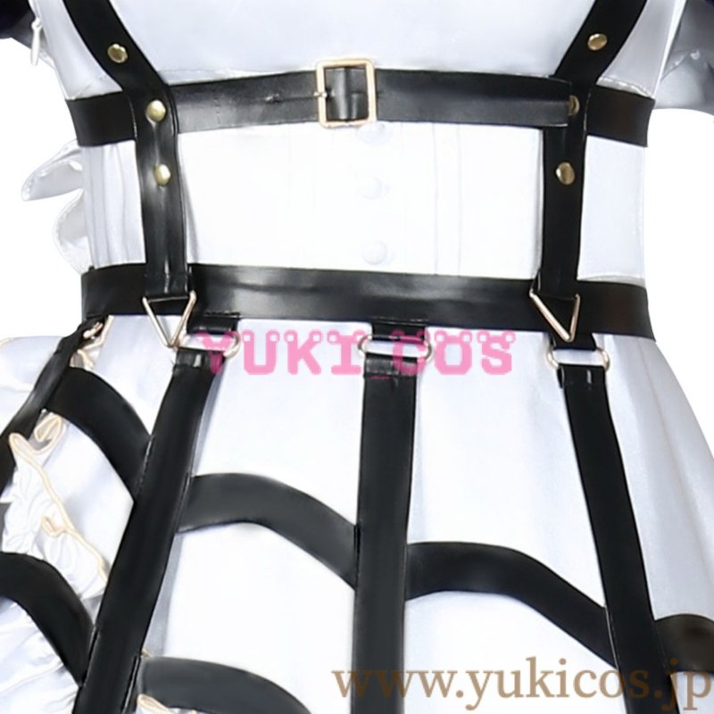 画像8: Vtuber にじさんじEN Meloco Kyoran 狂蘭メロコ ポニーテール猫耳メイド コスプレ衣装 送料無料 (8)