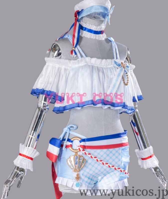 画像4: プロジェクトセカイ プロセカ 水辺に咲く可憐な花ガチャ 最強アイドルスマイル! ブルーマリン・クルースタイル 桃井愛莉 コスプレ衣装 送料無料 (4)