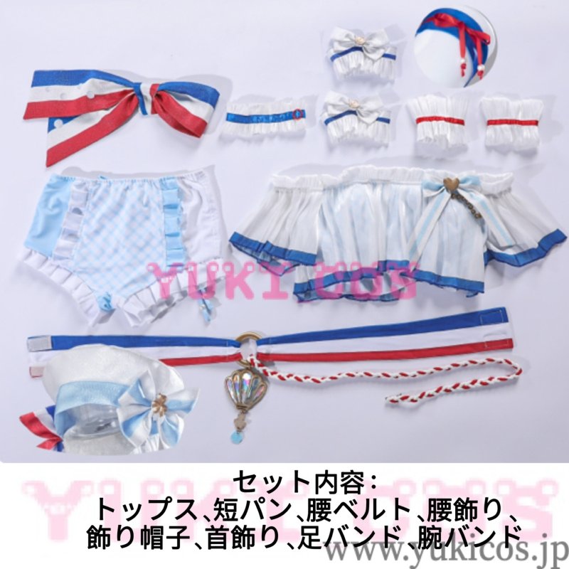 画像2: プロジェクトセカイ プロセカ 水辺に咲く可憐な花ガチャ 最強アイドルスマイル! ブルーマリン・クルースタイル 桃井愛莉 コスプレ衣装 送料無料 (2)