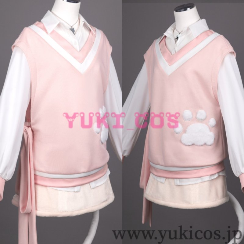 画像4: プロジェクトセカイ プロセカ Let's play with catsガチャ ドーナツとピース! 暁山瑞希 cute white kitty コスプレ衣装 送料無料 (4)