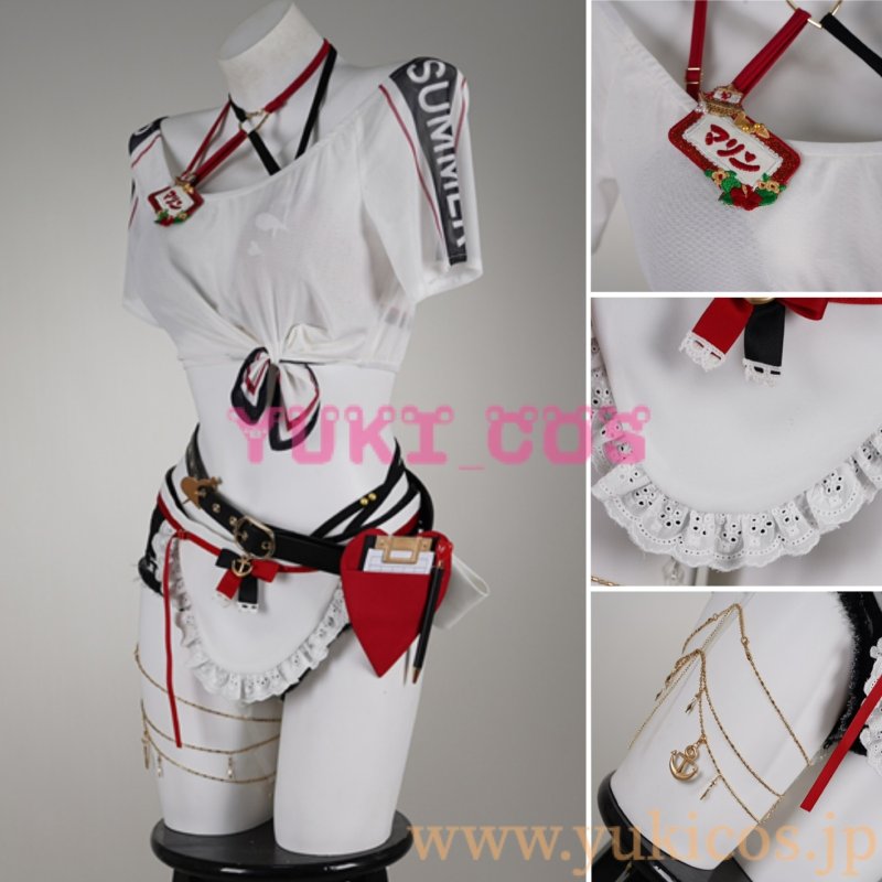 画像3: Vtuber　ホロライブ　ホロナツパラダイス　海の家の可愛いウェイトレスさん！　宝鐘マリン　コスプレ衣装　送料無料 (3)