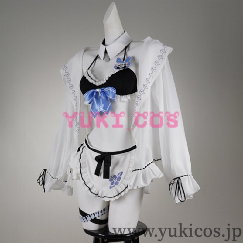 画像4: Vtuber　ホロライブ　ホロナツパラダイス　海の家の可愛いウェイトレスさん！　兎田ぺこら　コスプレ衣装　送料無料 (4)