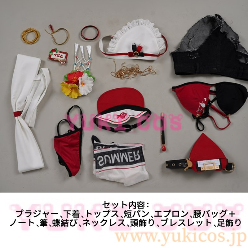 画像2: Vtuber　ホロライブ　ホロナツパラダイス　海の家の可愛いウェイトレスさん！　宝鐘マリン　コスプレ衣装　送料無料 (2)