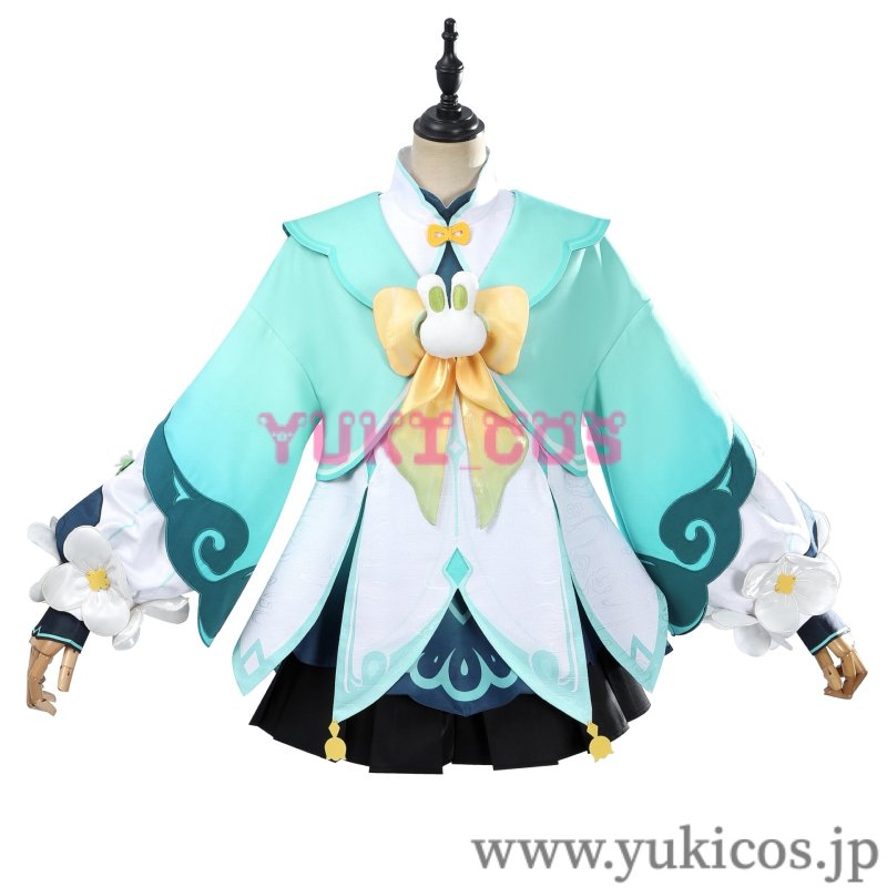 画像1: 原神　げんしん　Yaoyao　瑶瑶　ヨォーヨ　竹林に響く雨音　Rainlit Bamboo Reverie　Lantern Rite 2026　コスプレ衣装　送料無料 (1)